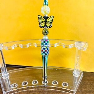 Colorful Beaded Art Pen with Butterfly Accent